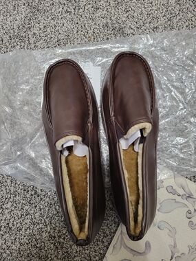 NWT KINGSIZE Mens ROMEO SLIPPERS Brown Fleece-Lined Slip-On Sz 14 W Big And Tall